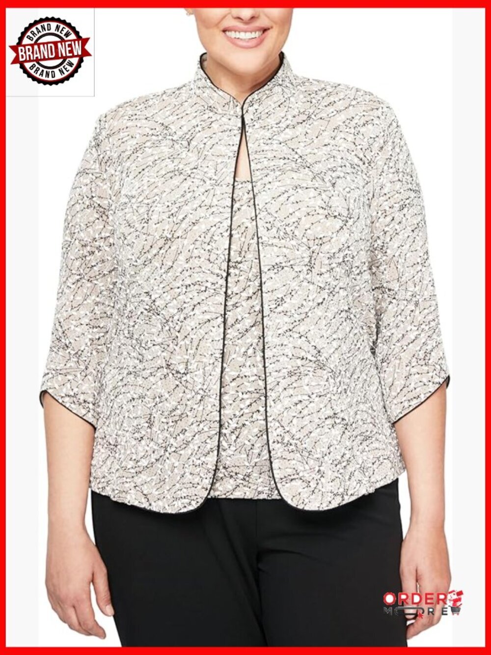 Women's Glitter Knit Twinset Jacket and Cami Set